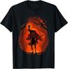 Camiseta Divertida Halloween Abóbora Assustadora Cavaleiro Sem Cabeça, Tamanho M - 3XL Camiseta Unissex