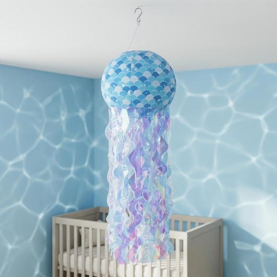 Jellyfish Lanterns Large Hanging Jellyfish Paper Lantern with Mermaid Scales for Under The Sea Baby Shower Ocean Theme Mermaid Birthday