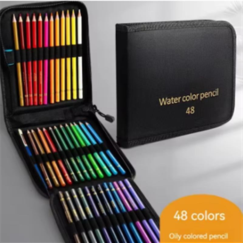 

48 цветных карандашей Масляные / Акварельные цветные карандаши с тканевой сумкой Для профессионального рисования Эскизирования Художественные принадлежности colored lead