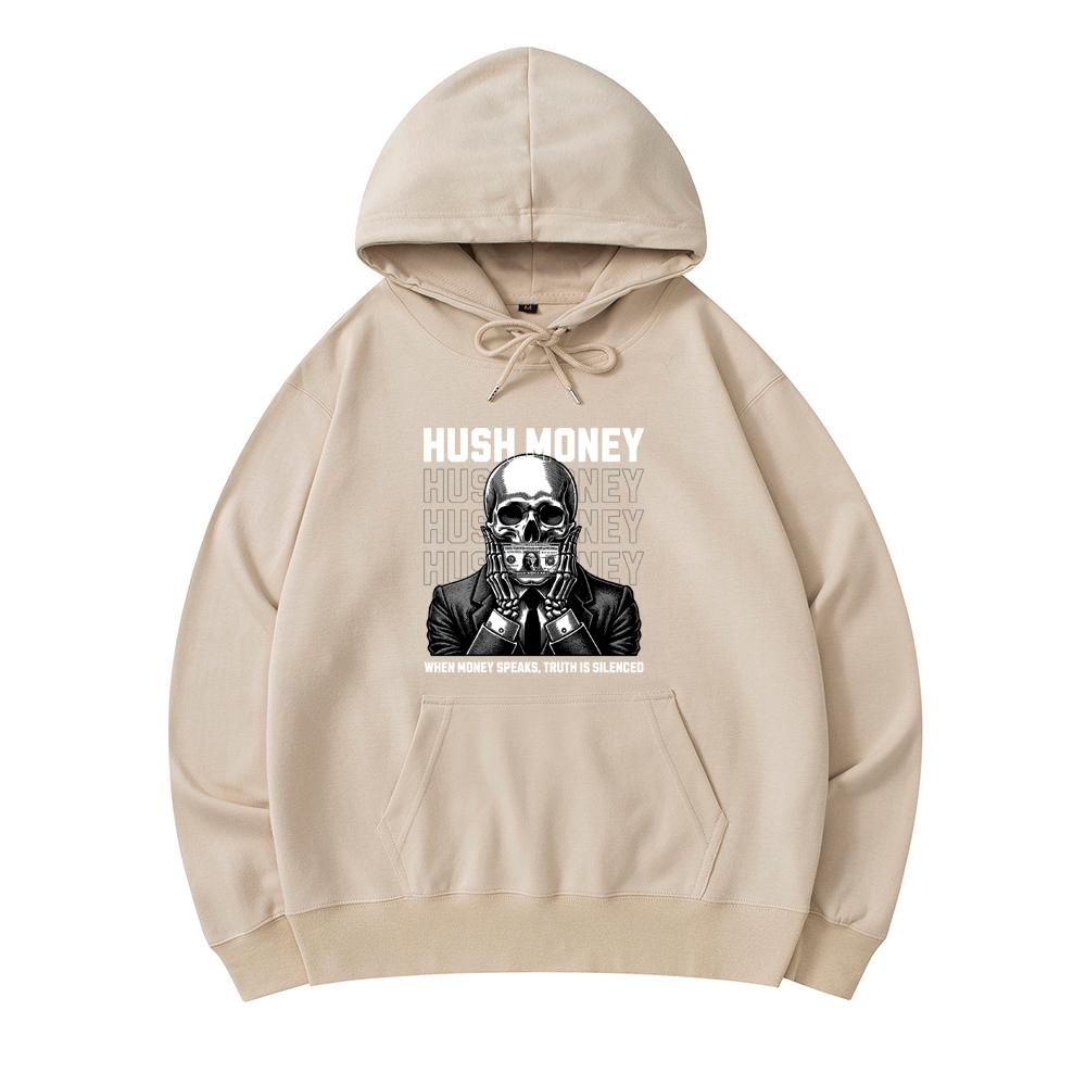 

300 GSM Men s Cotton Hoodies Skeleton mouth hush money Print Premium Cotton Sweatshirt XS армия зеленый