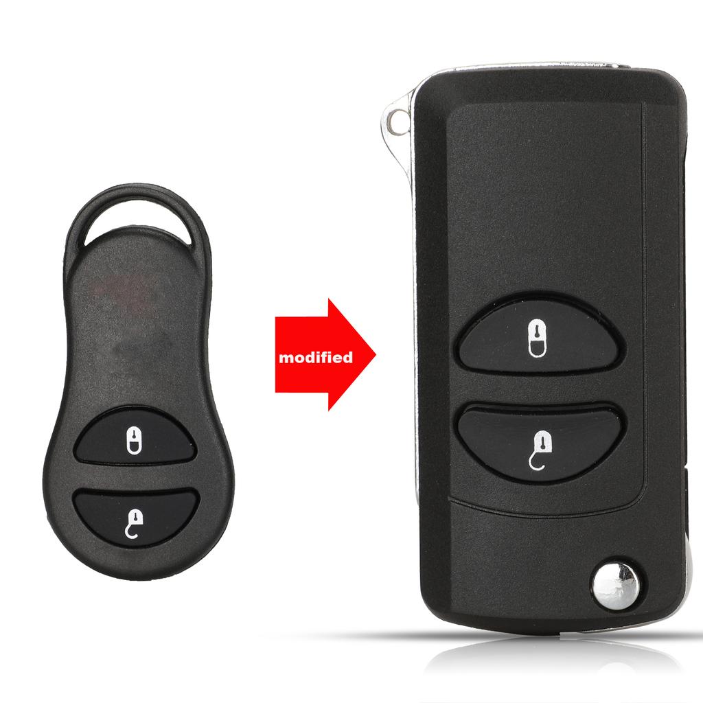 Jingyuqin Modifizierter Klappschlüsselrohling Gehäuseabdeckung für Chrysler Sebring Jeep Liberty Dodge Sender 2/3/4 Tasten Fob Schale