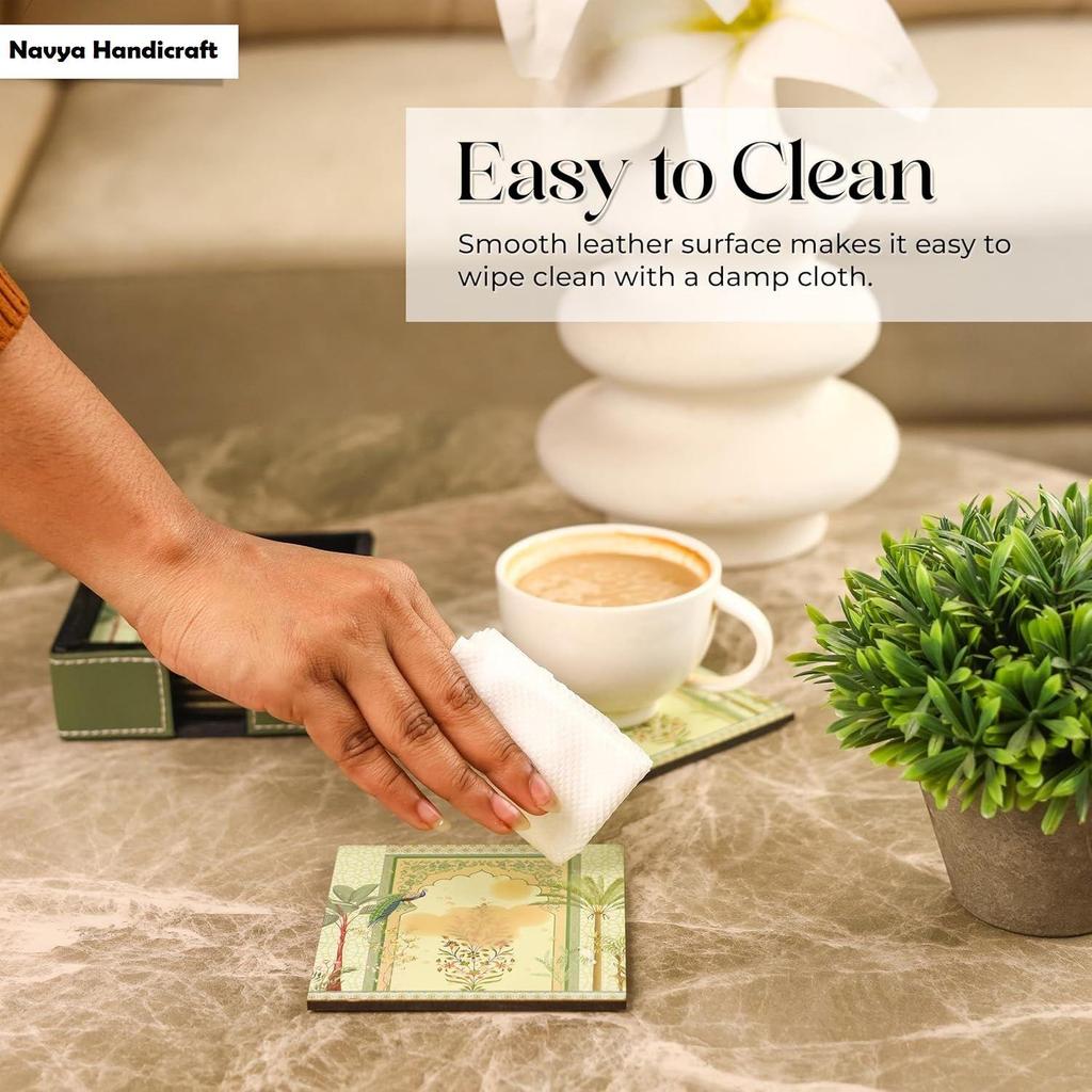 Leather Coasters - Tea Coaster - Dining Table Decor Accessories - Coster Set For Dining Table For Hot Pots