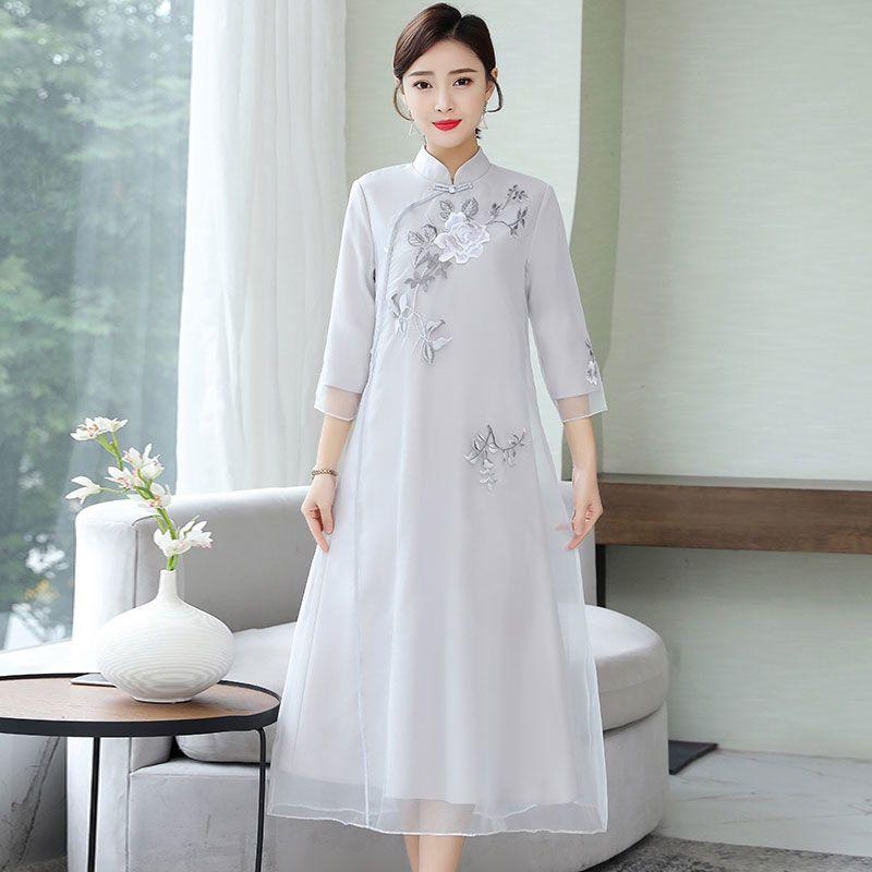 Cheongsam Improved Women's Temperament Chinese Style Tea Service Retro Dress