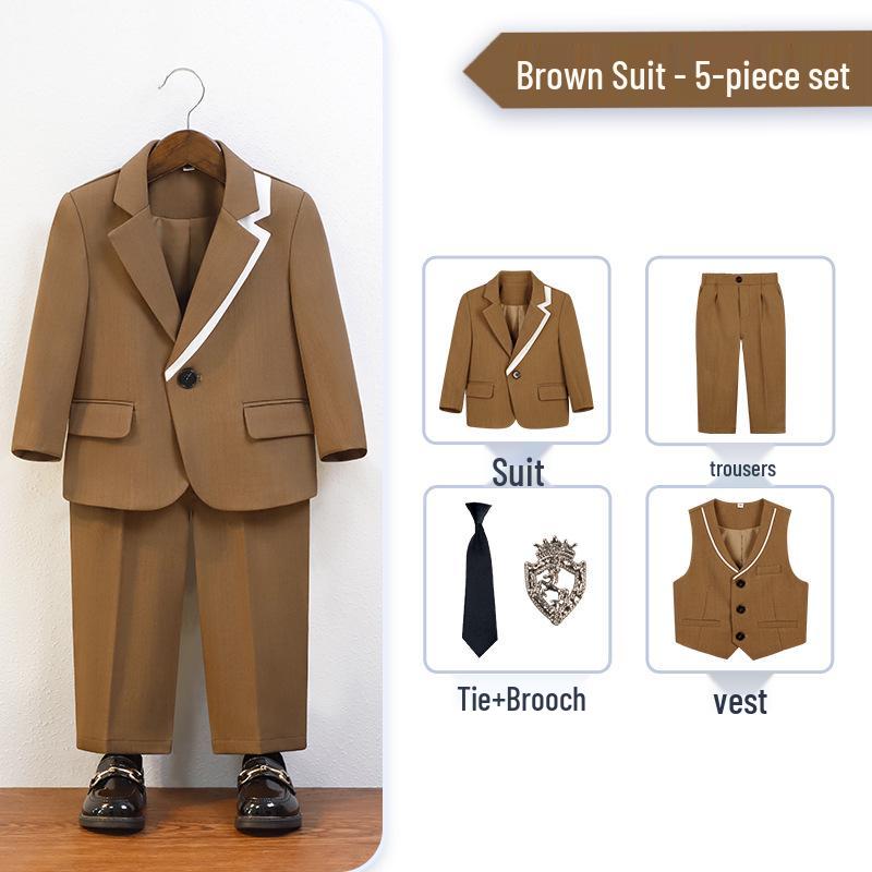 Boys' British Gentleman Suit Set - Formal Wear for Piano, Host Speech, or First Birthday