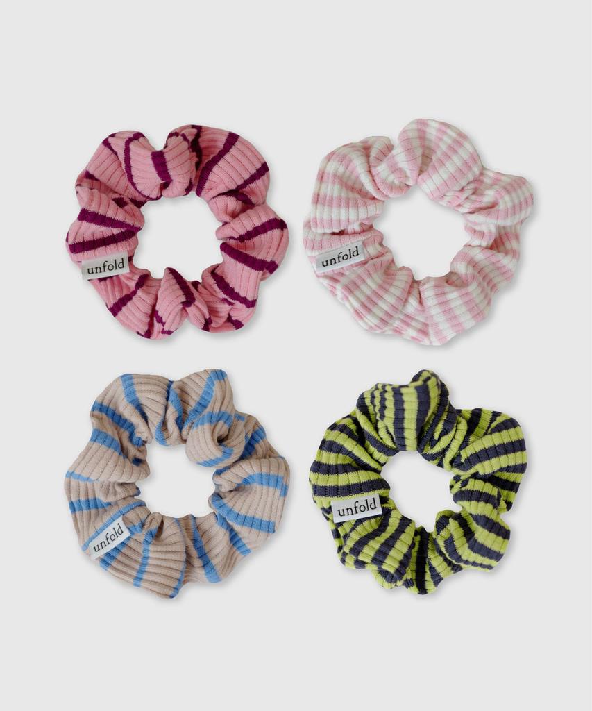 Unfold Stripe Scrunchie 2Pack (4Colors)