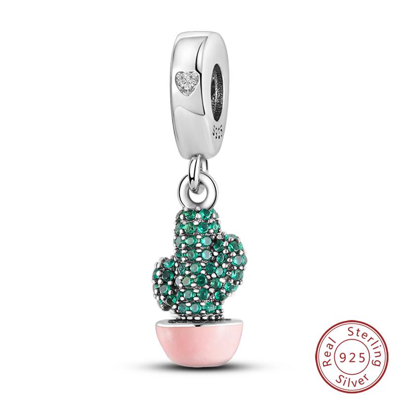 Green Series Copper Lucky Clover Avocado Cactus Spring Charms Beads 3Mm Diy Fine Jewelry Making