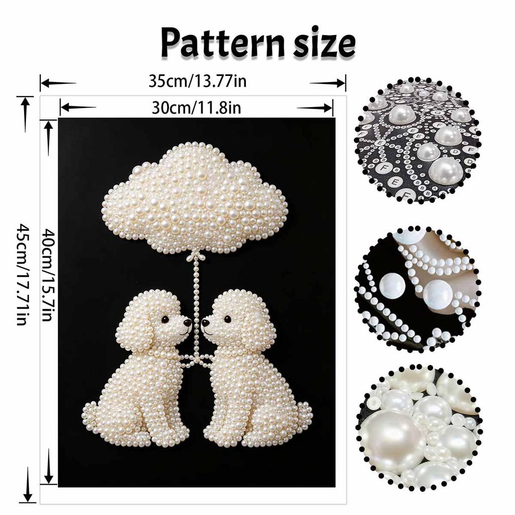 5D DIY Pearl Art Kit Cute Poodle With Cloud Theme Decor Home Wall Decoration