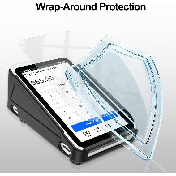 Kailfee Protective Case and Screen Protector*3 for Square Terminal Card Reader - Rubberized Hard Casing with Non-Slip Base and Tempered Glass(Black)