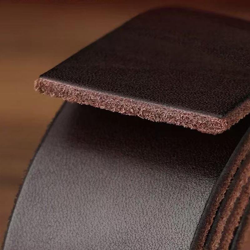 Men's Genuine Cowhide Leather Belt, Pin Buckle, Versatile and Retro Style for Casual Jeans