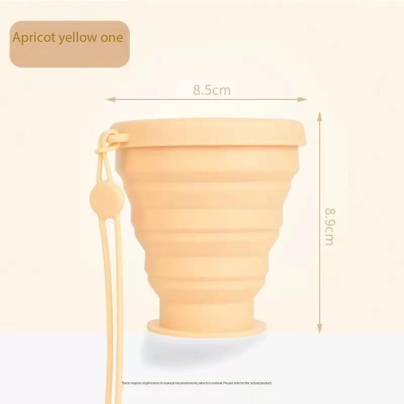 

Складной силиконовый стакан 200 мл с крышкой, подходит для кемпинга, набор расширяемых питьевых стаканов, многоразовый, подходит для пеших походов светло-желтого