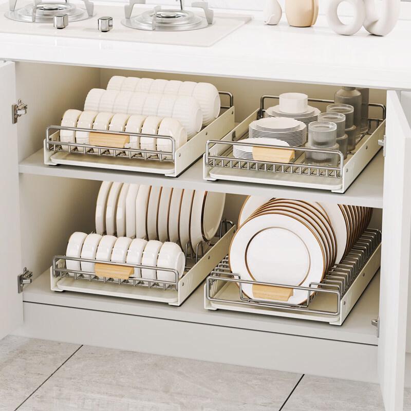 YouShu Kitchen Cabinet Pull-Out Dish & Bowl Organizer