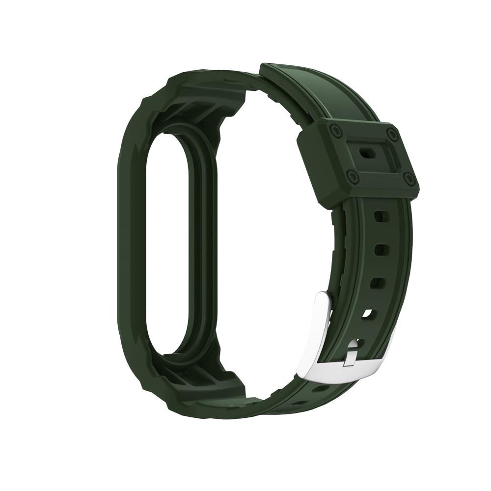 For Xiaomi Band 7 Rugged Armor Integrated Case+Strap for Mi Band 6/5 All-round Protection TPU Watch Strap Cover Replacement Bracelet