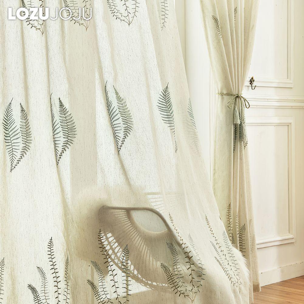 1 STÜCK LOZUJOJU Modischer und vielseitiger Retro-Licht-Luxus-gestickter, halbtransparenter, durchsichtiger Vorhang für Wohnzimmer, Schlafzimmer, Heimdekoration