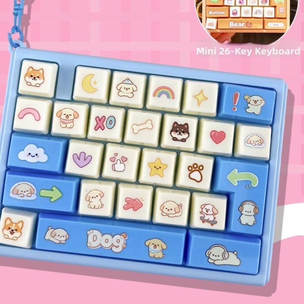 Animals 26 Keys Keyboard Keychain Mini Stress Relief Fidget Toy Office Use