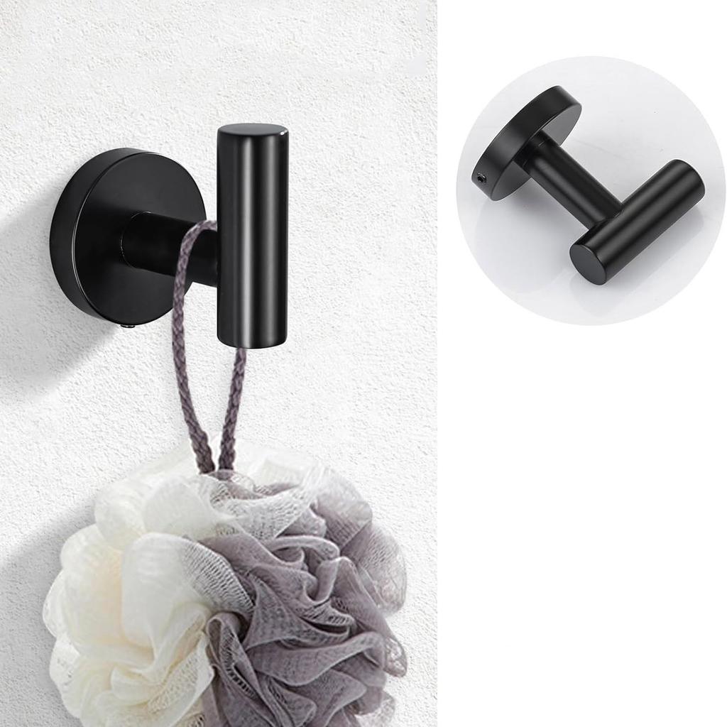 Black Bathroom Hardware Set Accessories Wall Mounted Stainless Steel Towel Bar Towel Ring Toilet Paper Holder Hook Bathroom Kit
