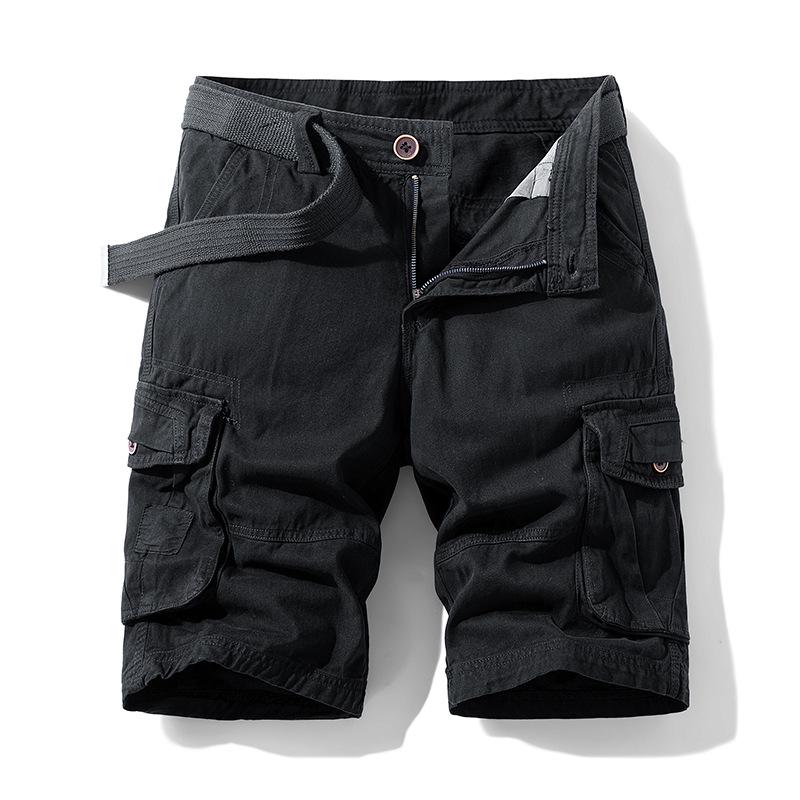 

Men s Washed Cotton Cargo Shorts - Durable, Dirt-Resistant, Multi-Pocket Casual Riding Pants 33 чёрный