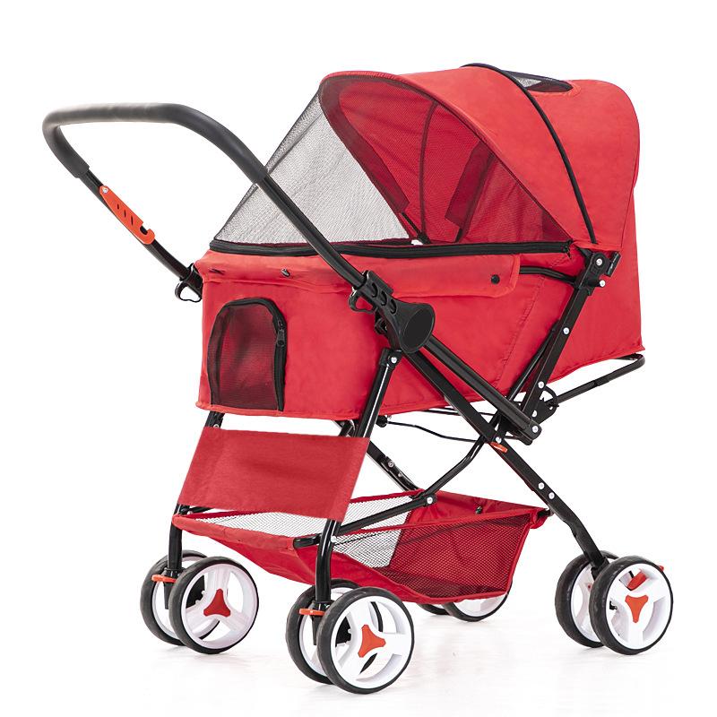 Foldable Pet Stroller for Dogs and Cats with One-Touch Folding Quick Setup and Dual-Direction Function