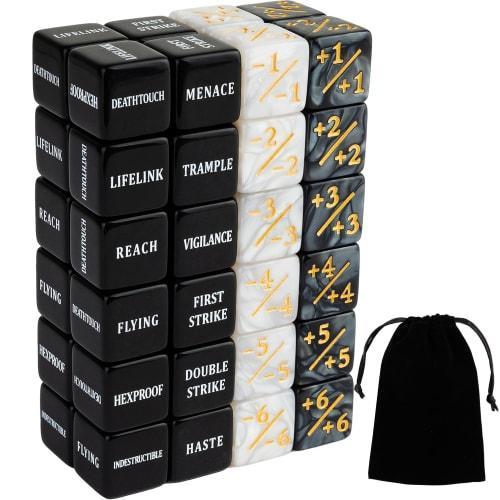 

48 Ability Keyword Counter Dice Black MTG Dice Counters Bulk Creature Stats Buff Tokens Dice Set Magic the Gathering MTG TCG Card Game Accessories