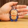 First Layer Cowhide Creative Cartoon Jingle Cat Pendant Bag Pendant Car Keychain Blue Fat Doraemon Pendant