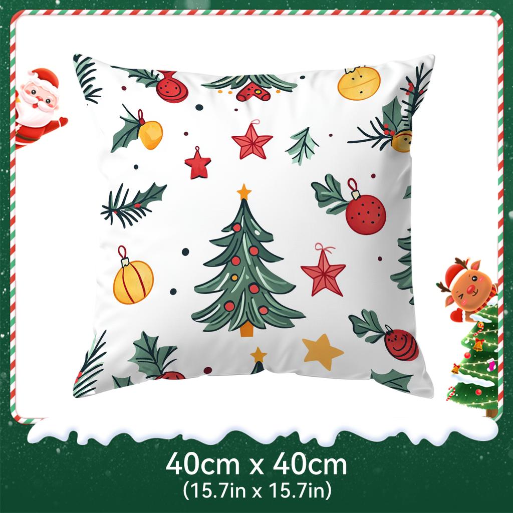 Cartoon Style Christmas Elements Pillowcase Bedroom Cushion Cover 100% Polyester Living Room Cushion Pillowcase Home Decor