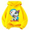 Boys Girls Long Sleeve Hoodie, Fun Half And Half Cartoon Animal Character Graphic Pullover, Lightweight Sweatshirt for School Daily Wearing.