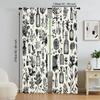 2 Pcs, Versatile Polyester Transparent Curtains for Home Decoration Black and White Floral Pattern for Use In Bedrooms and