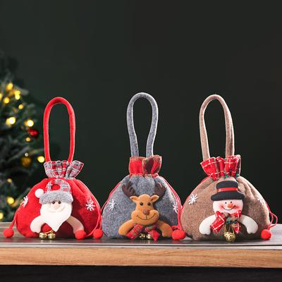 Christmas Decoration Small Gift Soft Plush Gift Bag Christmas Eve Apple Packaging Box Tote Bag Candy Jar Apple Bag