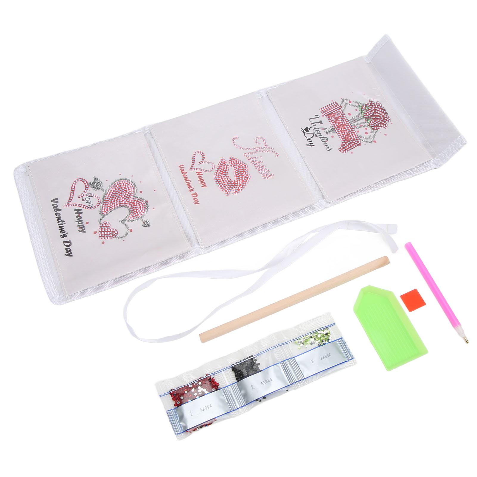 

Hanging Storage Bag 3 Pockets DIY Rhinestone Design Chemical Fabric Washable Folding Hanging Storage Organizer
