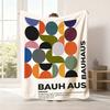 Coperta geometrica Bauhaus, Coperta con arte astratta modernista di metà secolo, Coperta decorativa per divano letto, Regalo per amanti dell'arte