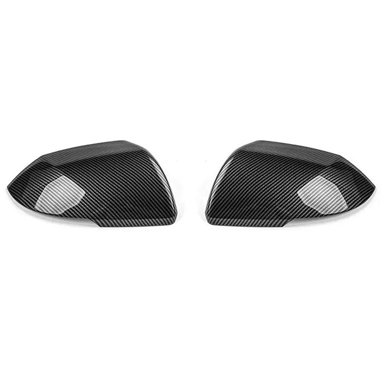 For Hyundai Kona 2024 2025 Car Sticker Rearview Side Mirror Cover Wing Cap Exterior Door Rear View Case Trim Carbon Fiber Look