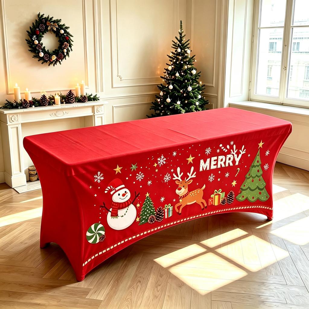 1pcs Christmas Home Decoration Tablecloth Cover Milk Silk Tablecloths Restaurant All Inclusive High Elasticity Table Cloth Mat