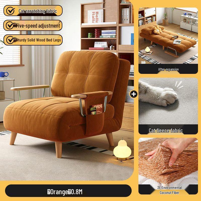 2026 Plush Foldable Sofa Bed: Dual-Use Log Style for Small Apartments and Balconies