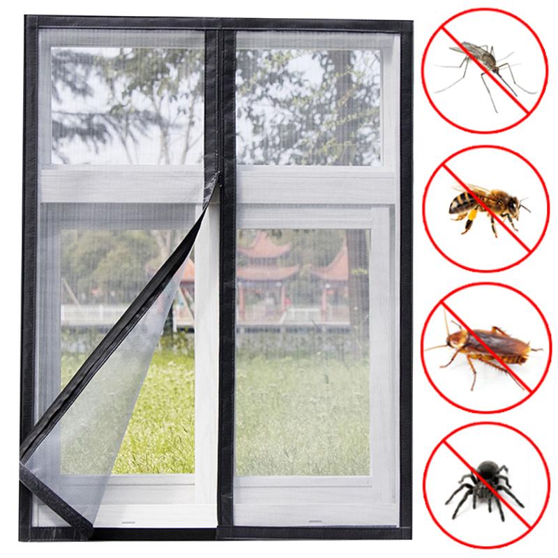 Indoor Insect Fly Mosquito Window Screen with Zipper Self-Adhesive Against Mosquitoes Door Window Screening Privacy Mesh