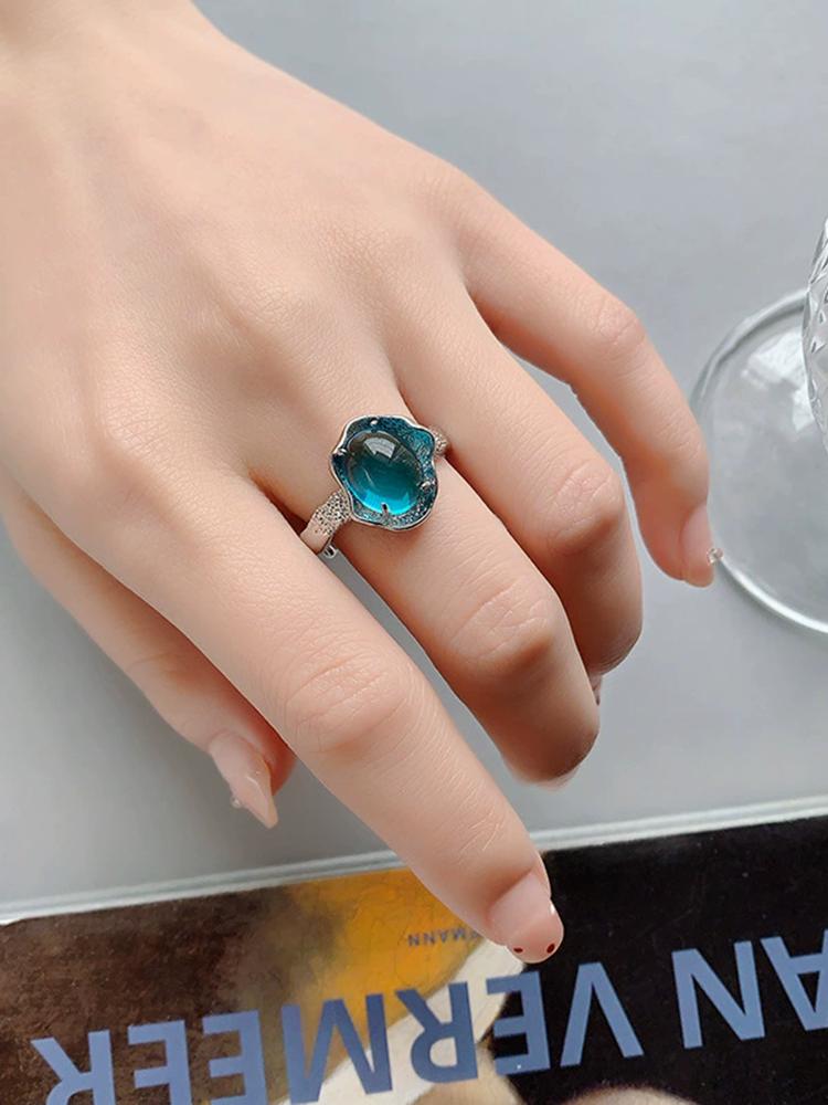Chinese Ice Zircon Egg Face Cuff Finger Rings For Women Fashion New Jewelry Gift Party Music Festival Anillos Mujer
