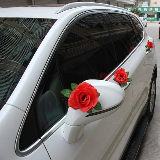 Svatební auto Květinová dekorace na kapotu - Kreativní Doprovodné Svatební Auto Kompletní Sada