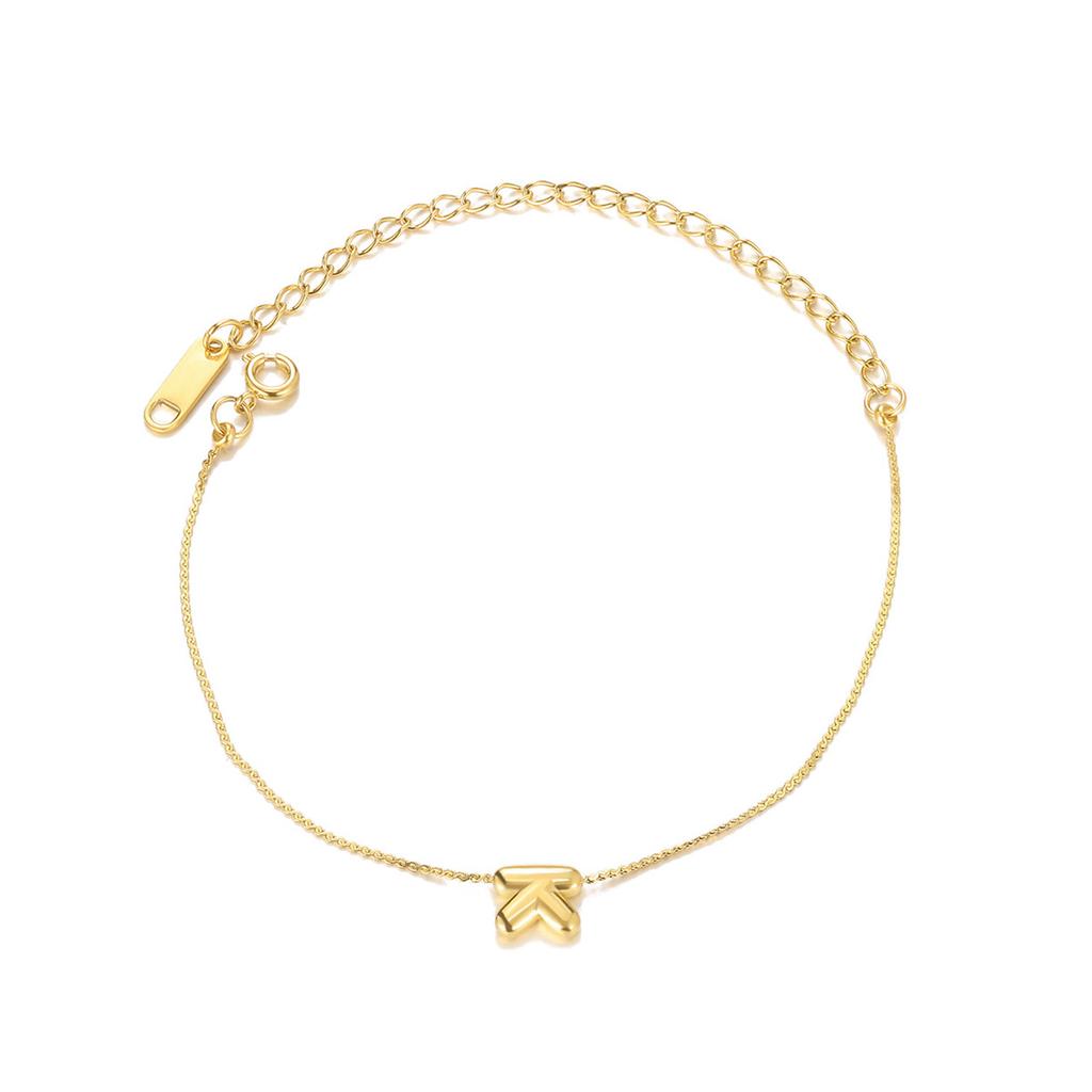 Mini Cute 3D Initials Bubble Letter Chain Bracelet For Women New Gold Color Stainless Steel Waterproof Elegant Christmas Jewelry