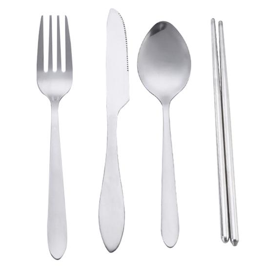 1 Set Cutlery Set Non-slip Burrs-free Food Grade Smooth Surface BPA-free Dining Portable Reusable Travel Utensils Cutlery Set Picnic Supplies