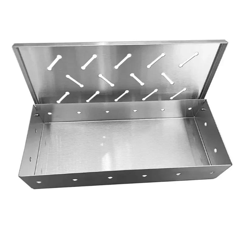 Boîte à fumée Boîte à fumoir BBQ Copeaux de bois Pour intérieur extérieur Charbon Gaz Barbecue Grill Viande Fumée Infusée Saveur Accessoires