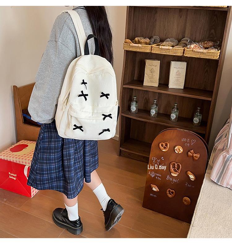 Japoński plecak szkolny z kokardą - stylowy plecak dla uczniów szkół średnich i wyższych