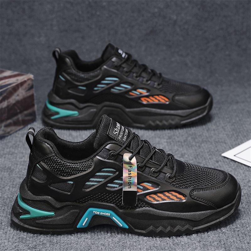 Mesh men's shoes summer breathable mesh shoes youth casual thick-soled heightening sports shoes 2025 new dad trendy shoes
