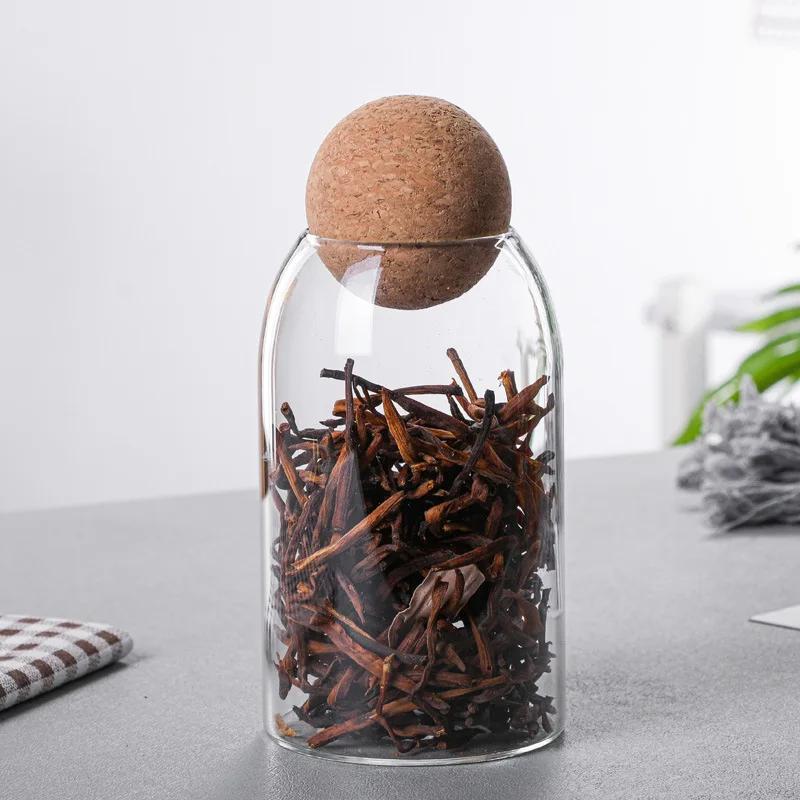 Cork Stopper Glass Sealed Jar Coffee Beans Dried Fruit Storage Box Kitchen Food Multigrain Storage Jar Creative Cork Tea Jar