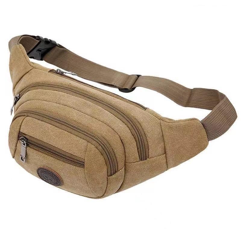 

New canvas fanny pack men s construction site work mobile phone bag outdoor sports running casual multi-functional breast bag women хаки