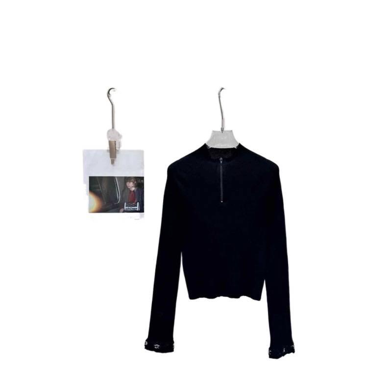 DaWang 2025 Autumn/Winter Slim-Fit Jacquard Knit Long-Sleeve Half-Zip Top