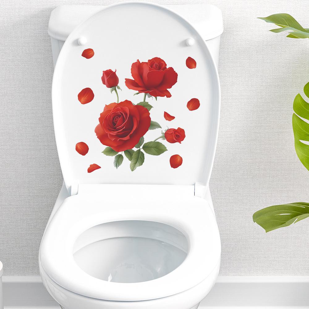 Romantischer Roter Rosen Home Badezimmer Toilette Dekorativer Aufkleber