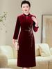 Elegant Velvet Cheongsam Mother of the Groom Dress - Autumn/Winter Plus Size