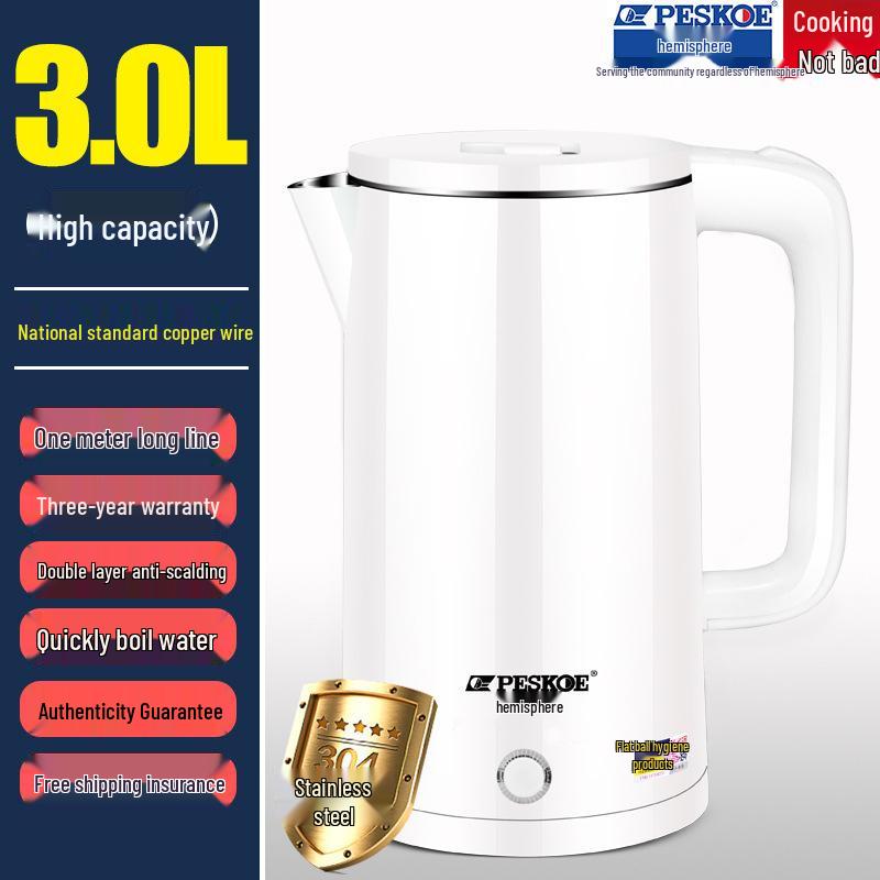 Large Capacity Stainless Steel Electric Kettle with Insulation and Auto Shut-Off