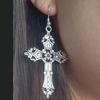 Vintage Baroque Hollow Cross Drop Dangle Earrings for Women Charm Personality Exaggerate Goth Party Jewelry Accessories Gift