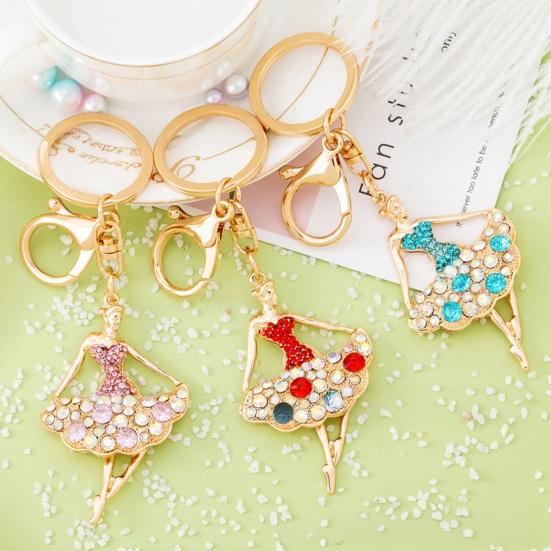 Ballerina Rhinestones Keychain Sparkling Ballet Dancer Key Ring for Women Girls Elegant Car Accessory Bag Charm Romantic Gift for Dancers Birthday