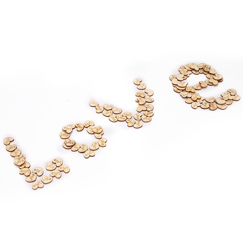 

100pcs/set Kids DIY Burlywood Heart Shape LOVE Text Wooden Hand Painted Patch 12*15mm 12X15*1.5MM#1