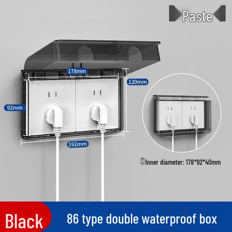 Type 86 Waterproof Self-Adhesive Switch Cover, Splash-Proof Box for Bathroom